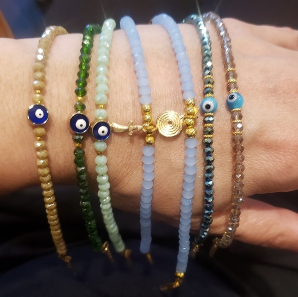 Pick 3 crystal blue eye hamsa bracelets
